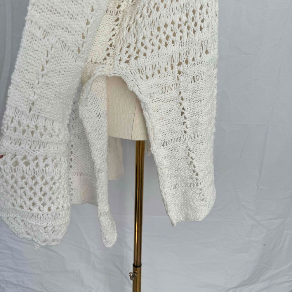 Free People White Sweater Crochet Chunky Knit Oversized Cottagecore Boho Hippie - Picture 11 of 16